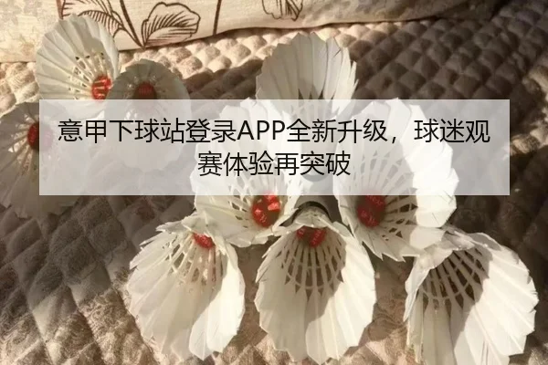 意甲下球站登录APP全新升级，球迷观赛体验再突破